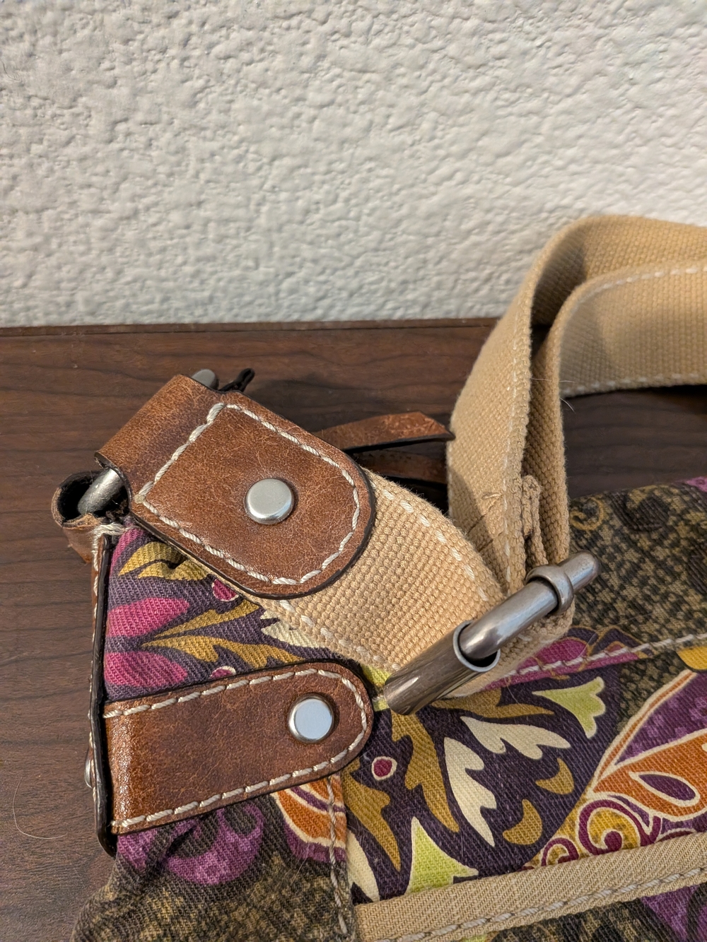 Fossil boho y2k Shoulder Bag Floral Zip Adjustable Strap Inner Pockets - Picture 4 of 5